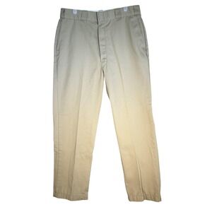 Dickies Pants Mens 36x31 Khaki Beige Workwear USA Made Poly Cotton Hemmed 90s
